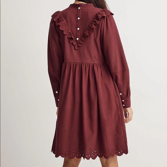 Embroidered Ruffled Flannel Mini Dress - Picture 2 of 9